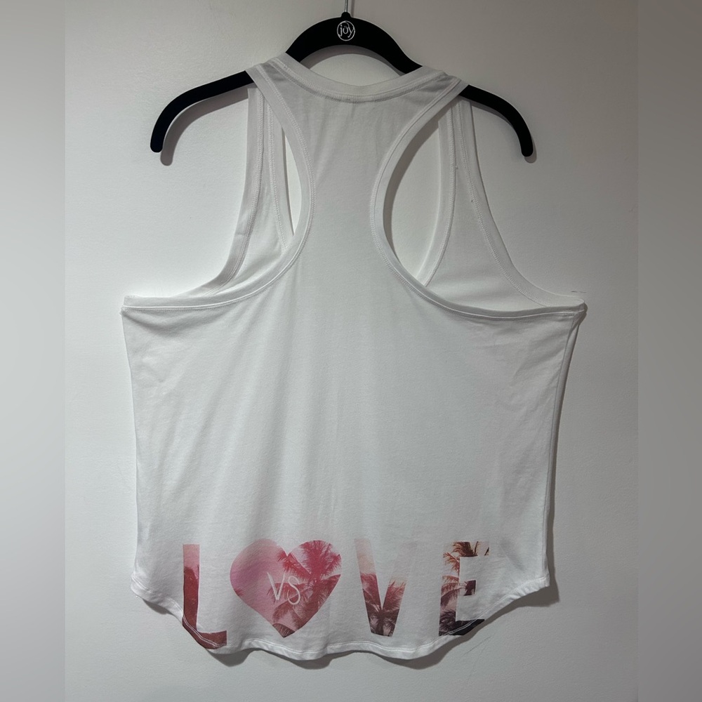 Victoria's Secret White and Pink Backless Tank Top